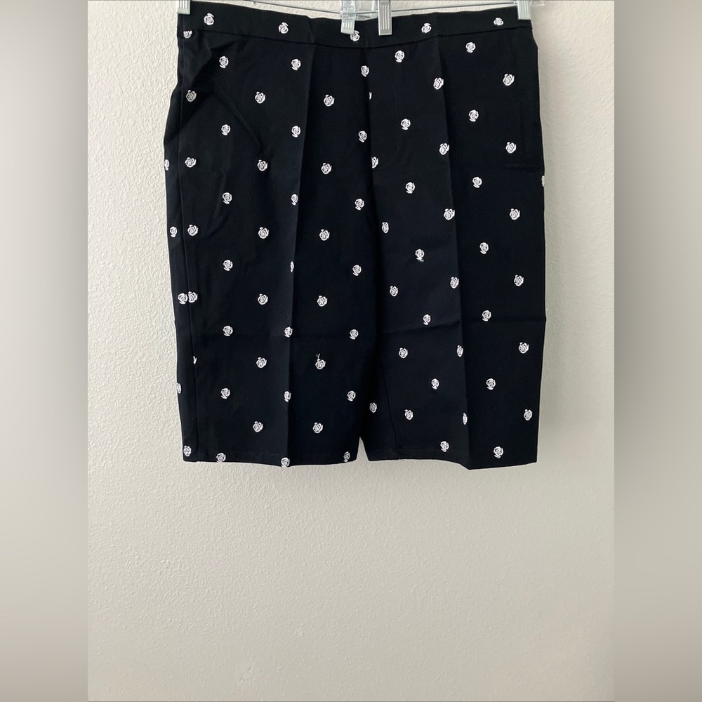 Isaac Mizrahi Embroidered Cotton/Span Bermuda Shorts - Black (sz 14) A491891